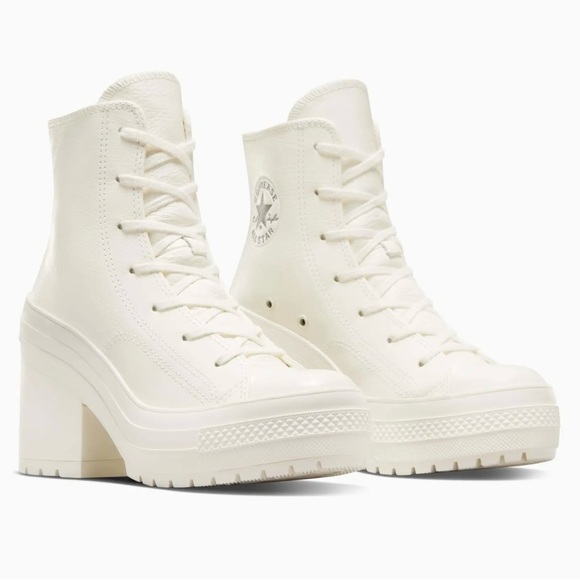 Converse Chuck 70 De Luxe Heel High Leather Egret Off White size 10 NEW Platform - Picture 1 of 8